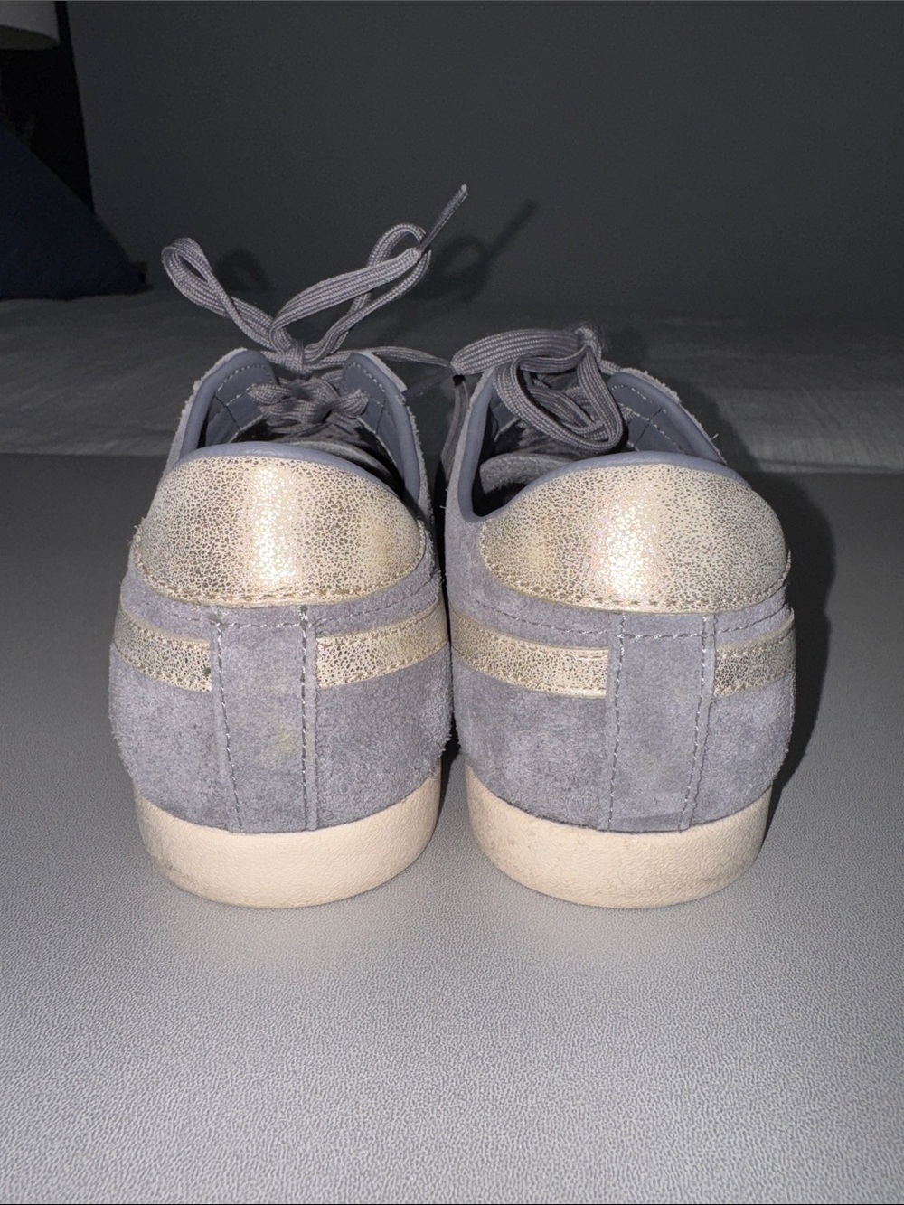 Gola Women's Bullet Pearl Suede Sneakers Trainers - Ash/Gold - Size 9 - Picture 6 of 9